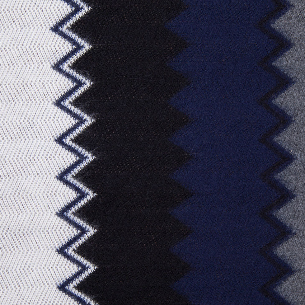 Navy, Black and Gray Big Zig Zags Soft Sweater Knit
