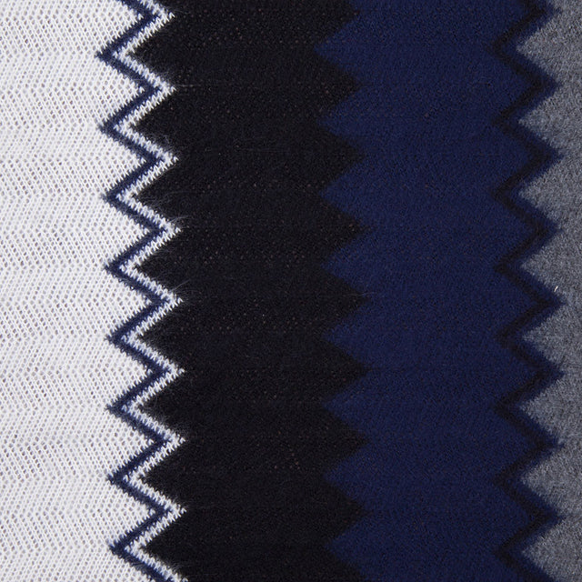 Navy, Black and Gray Big Zig Zags Soft Sweater Knit
