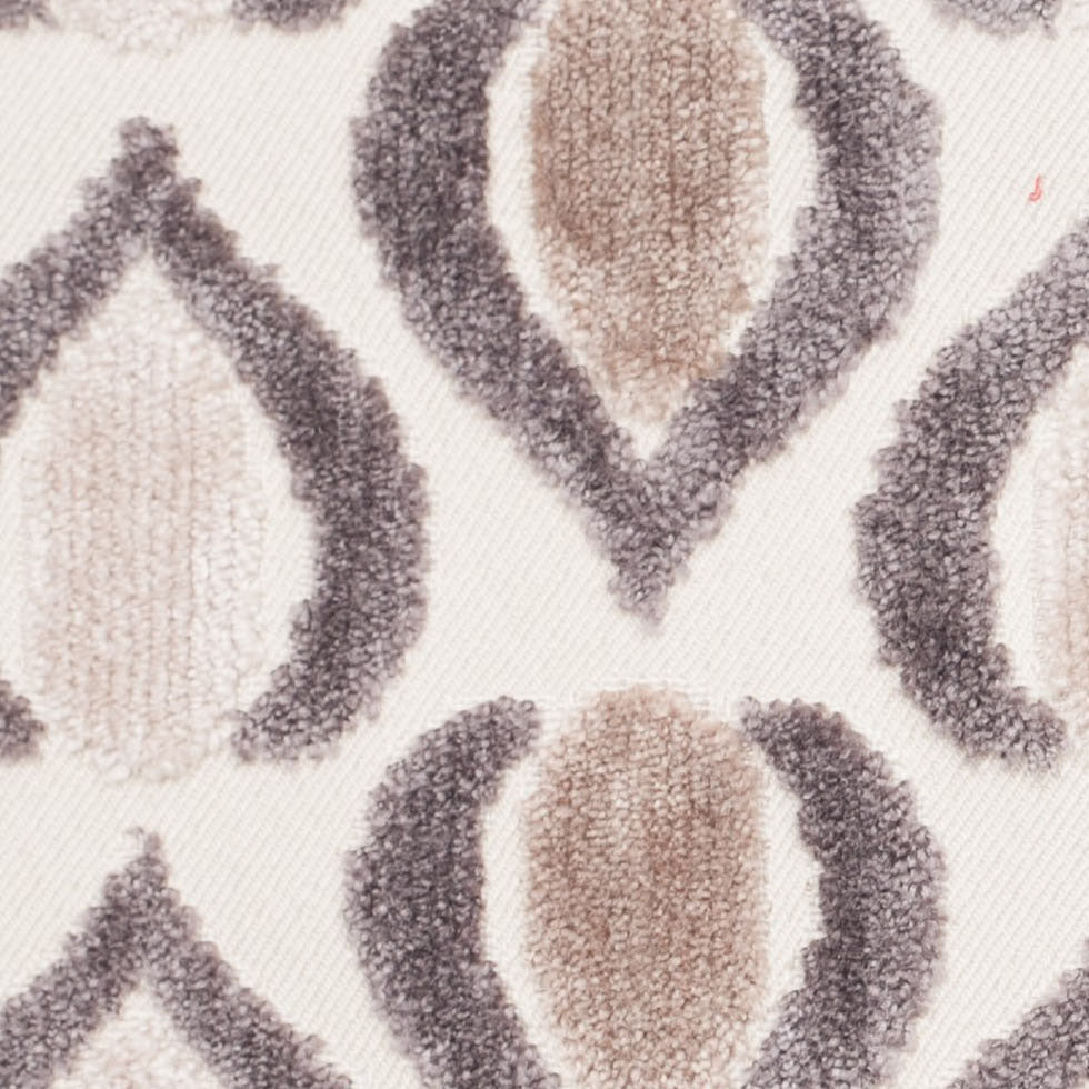 Gray/Ivory Geometric Cut Polyester-Viscose Velvet Detail