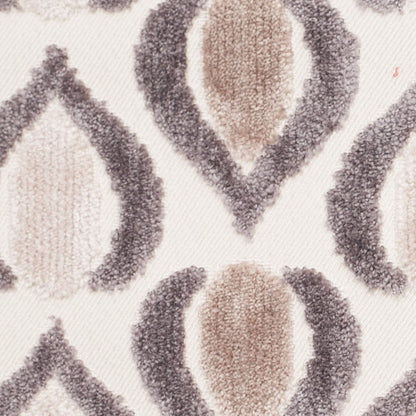 Gray/Ivory Geometric Cut Polyester-Viscose Velvet Detail