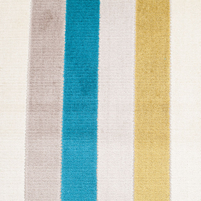 Green/Blue Striped Polyester Blended Velvet