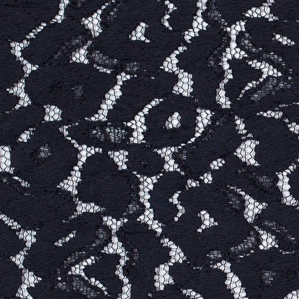 NYC Designer Black Midweight Cotton Lace Detail