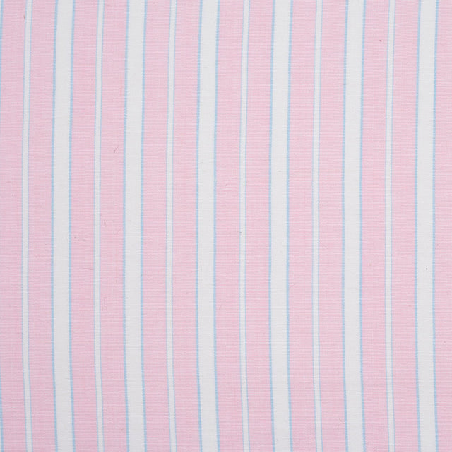 Baby Pink, Blue and White Striped Handwoven Cotton