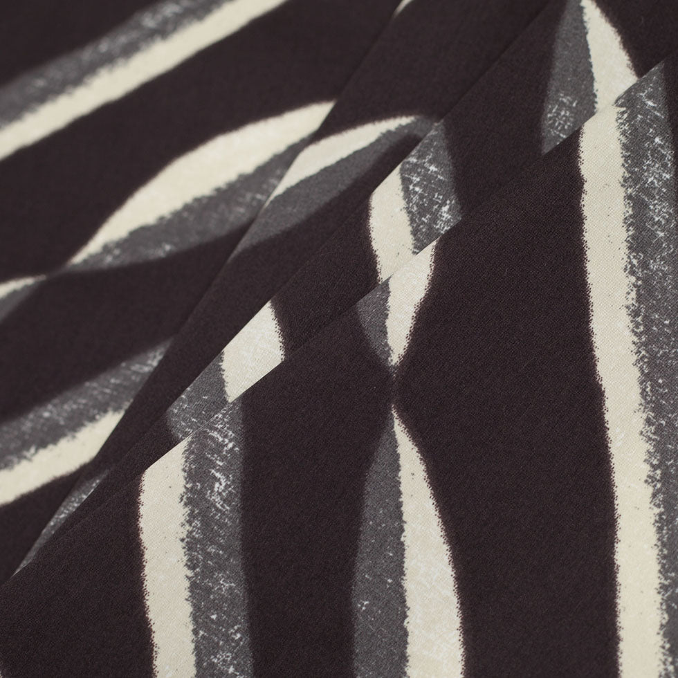 Famous NY Designer Black, Pale Gold and Gray Print Cotton Sateen - Folded