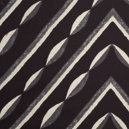 Famous NY Designer Black, Pale Gold and Gray Print Cotton Sateen
