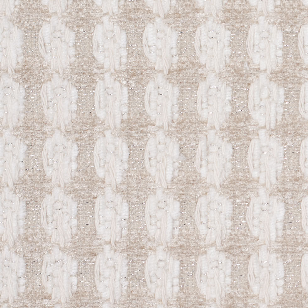 Bright White and Birch Checkered Cotton-Acrylic Boucle - Detail