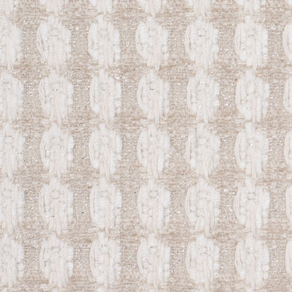 Bright White and Birch Checkered Cotton-Acrylic Boucle - Detail