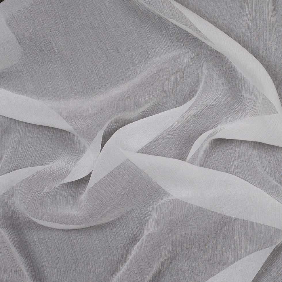 Oscar de la Renta White Crinkle Silk Chiffon