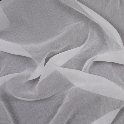 Oscar de la Renta White Crinkle Silk Chiffon