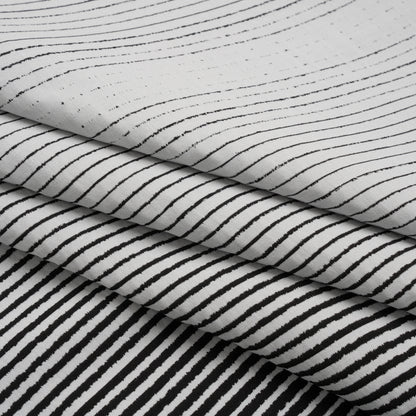 Black and White Striped Polyester Textured Woven