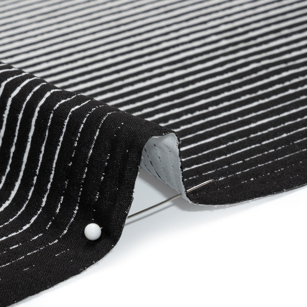 Black and White Striped Polyester Textured Woven - Detail