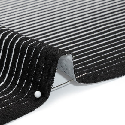 Black and White Striped Polyester Textured Woven