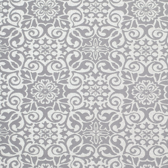 Metallic Silver, White, and Gray Stretch Acrylic Brocade