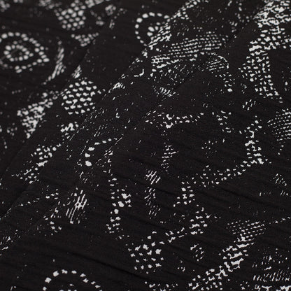Black and White Abstract Wrinkled Polyester Woven - Folded