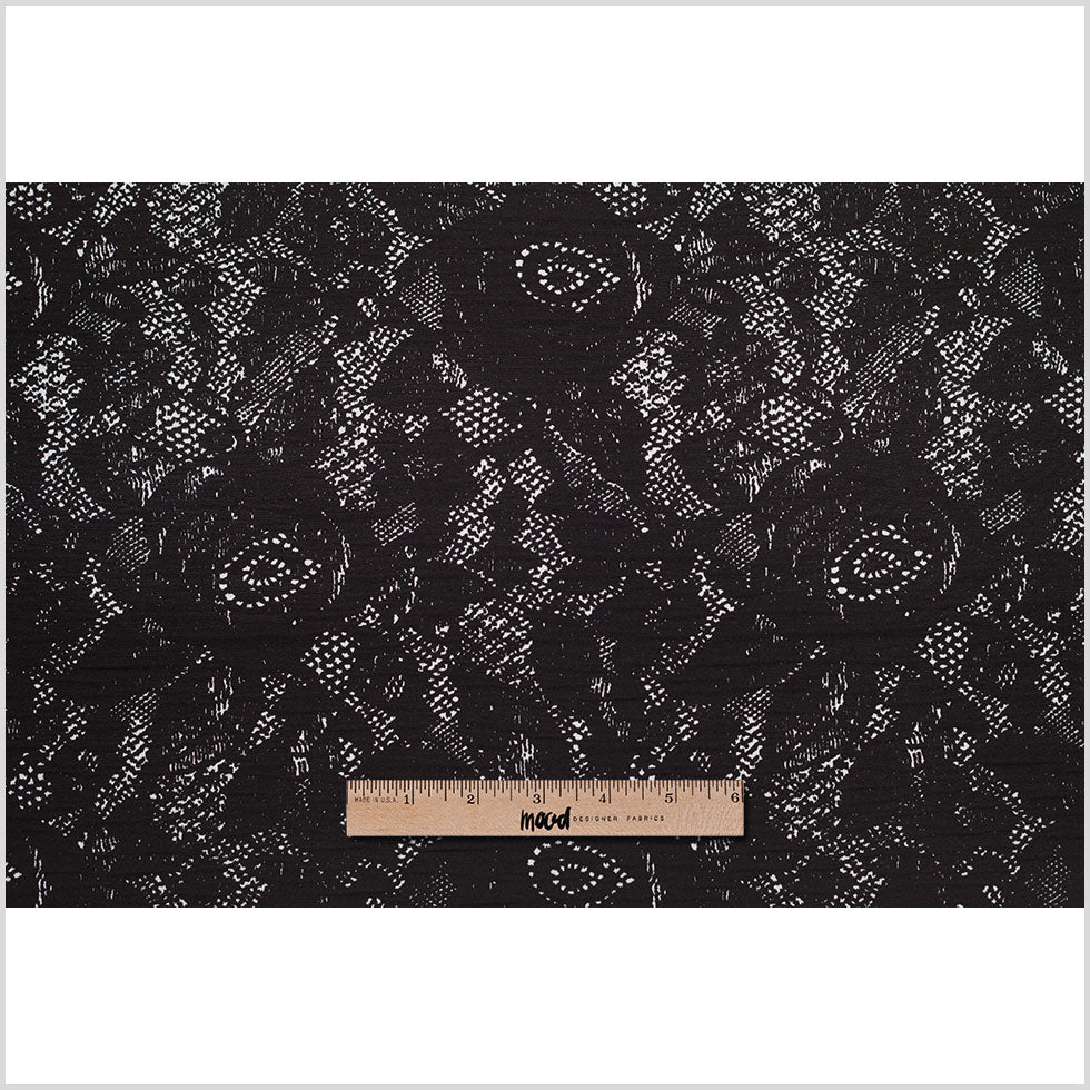 Black and White Abstract Wrinkled Polyester Woven - Full