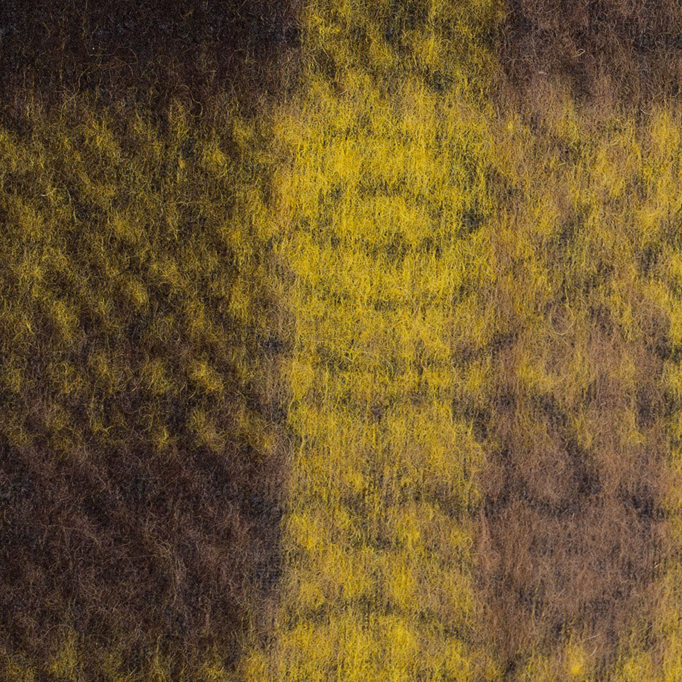 Medium Green/Brown/Black Plaid and Patterned Bonded Lamb Leather and Wool Detail