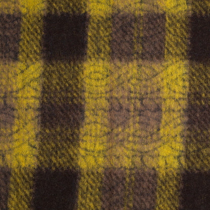 Medium Green/Brown/Black Plaid and Patterned Bonded Lamb Leather and Wool Full