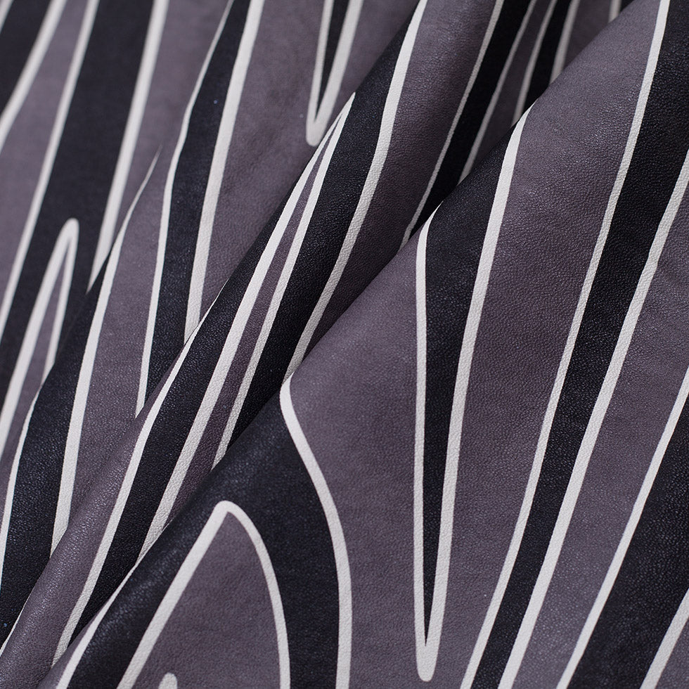 Medium Gray/Black Zebra Printed Stretch Lamb Leather - Folded