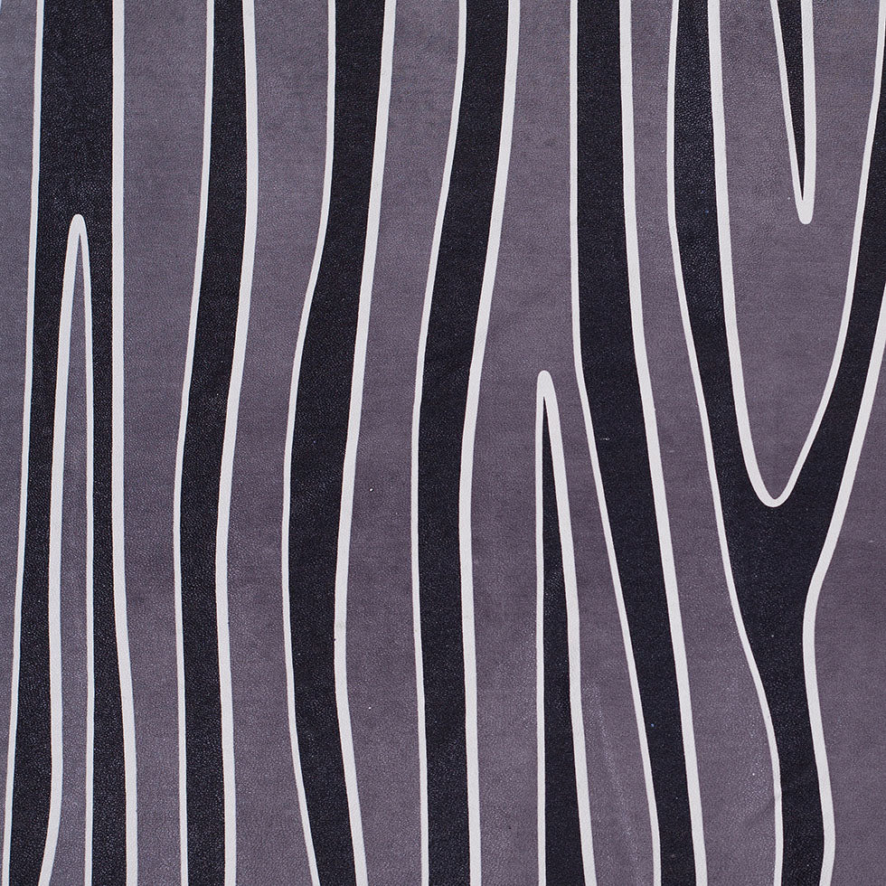 Medium Gray/Black Zebra Printed Stretch Lamb Leather - Full