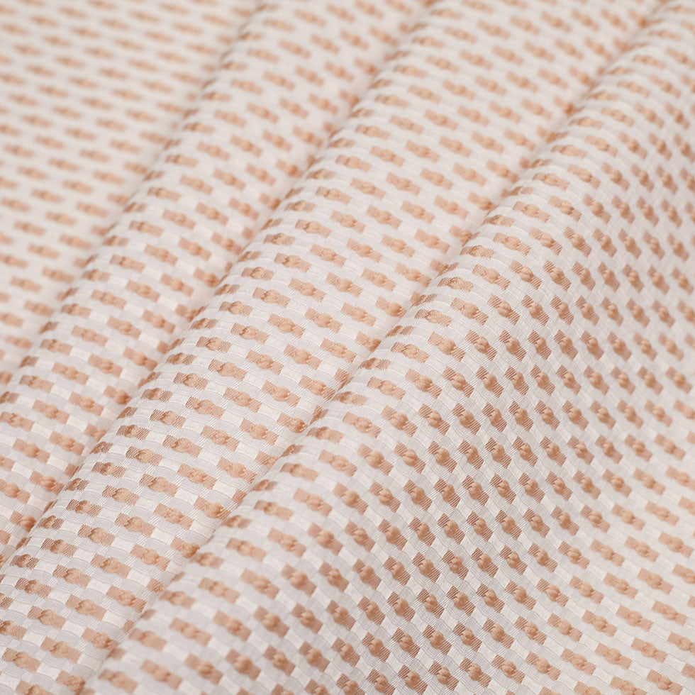 Beige on Ivory Polka Dotted Polyester Jacquard Folded