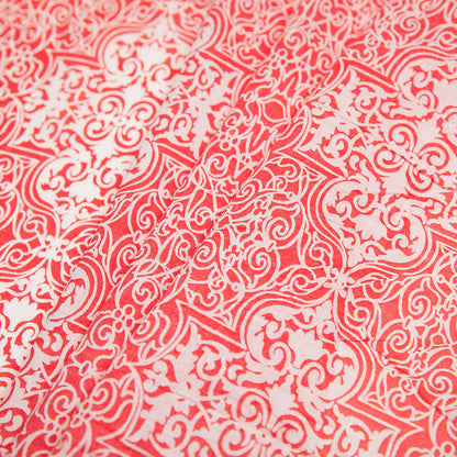High Rish Red Printed Cotton Woven - Folded