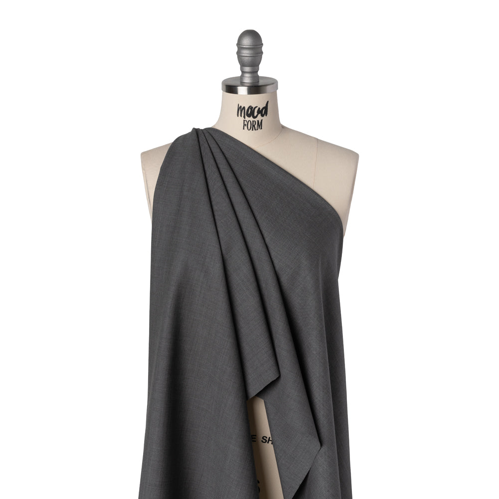 Italian Light Gray Wool-Spandex Suiting Drape