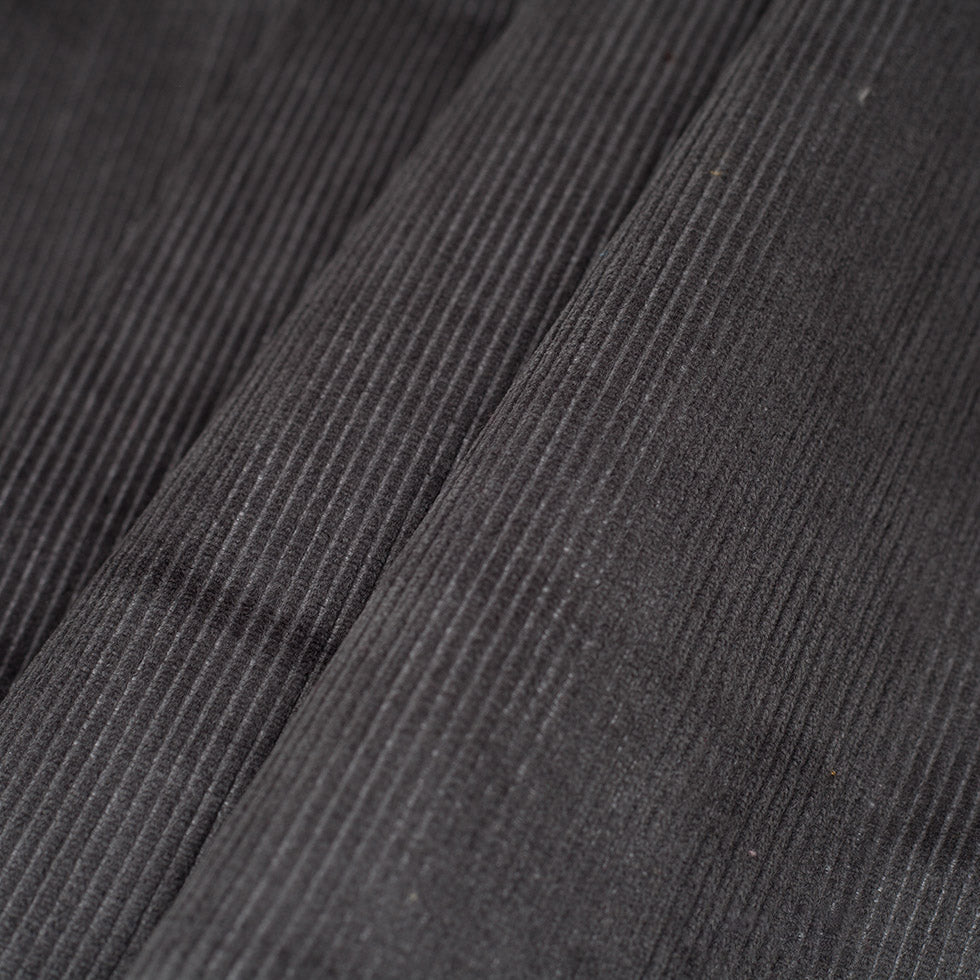 Turkish Charcoal Ribbed Velvet - Folded