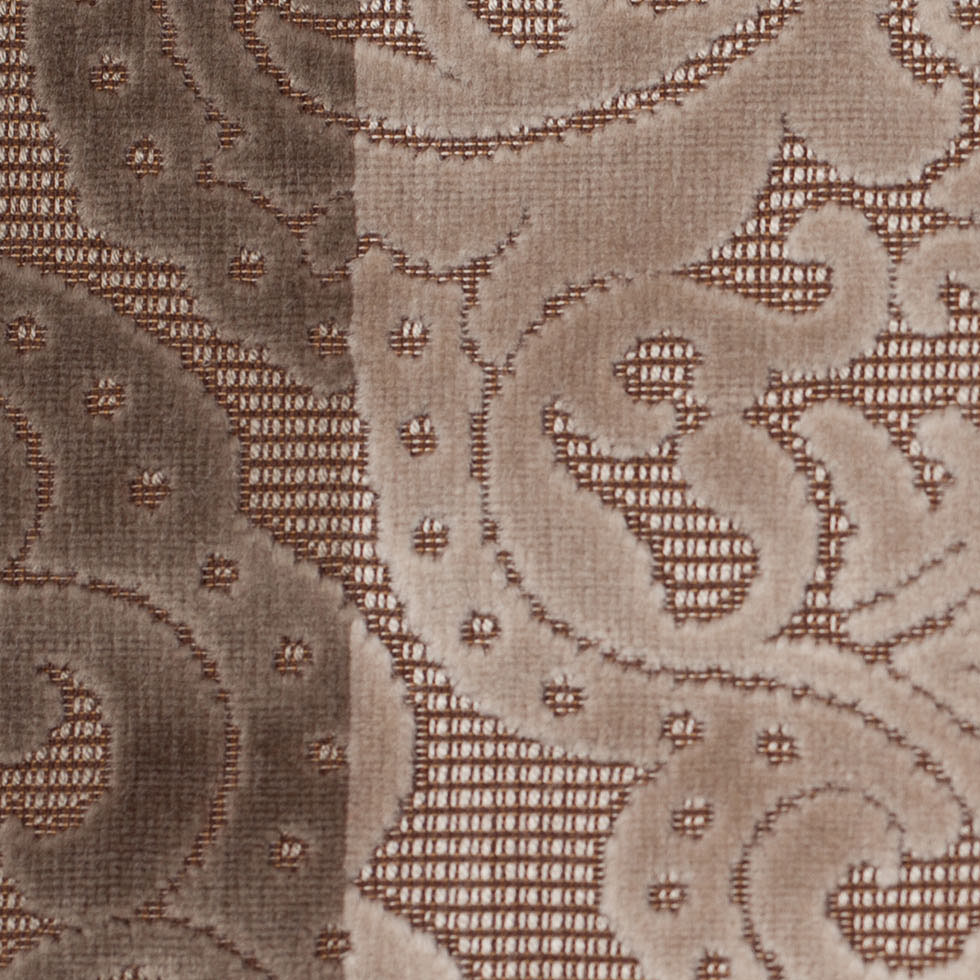 Turkish Brown/Beige Stiped Damask Cut-Out Velvet - Detail