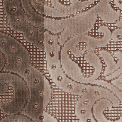 Turkish Brown/Beige Stiped Damask Cut-Out Velvet - Detail