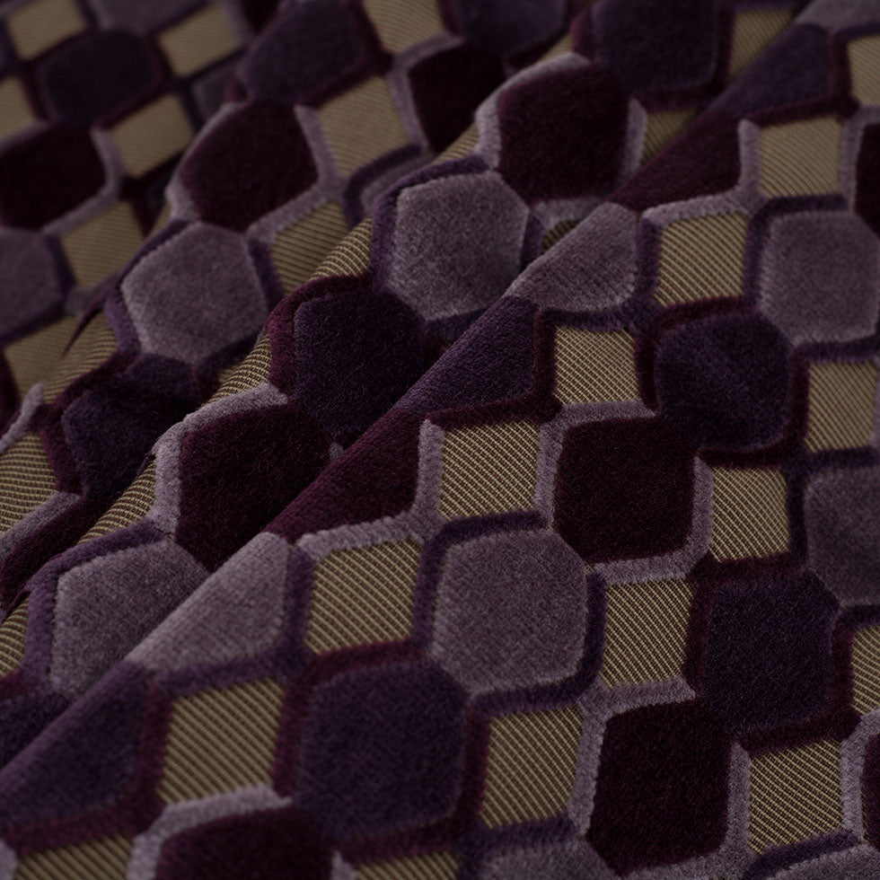 Turkish Purple Geometric Velvet - Folded