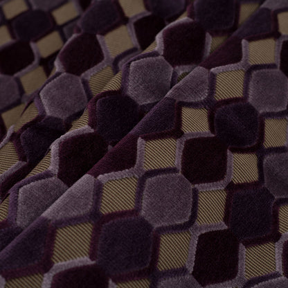 Turkish Purple Geometric Velvet - Folded
