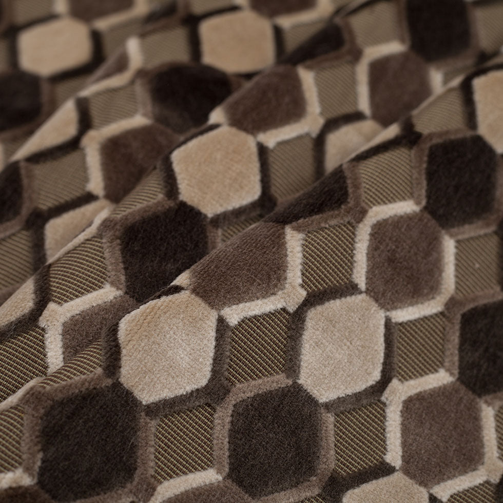 Gray/White Geometric Velvet Folded