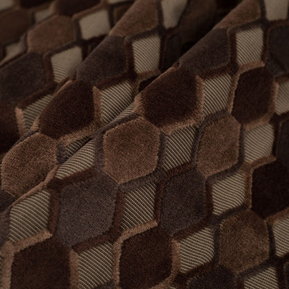 Brown Geometric Velvet Folded
