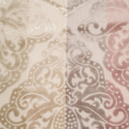 Turkish Gray/Pink Stiped Damask Cut-Out Velvet