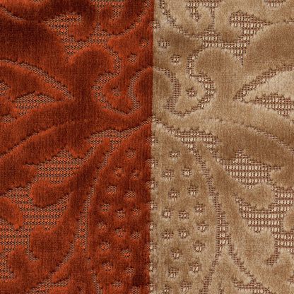 Turkish Rust Stiped Damask Cut-Out Velvet - Detail