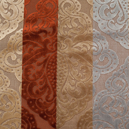 Turkish Rust Stiped Damask Cut-Out Velvet