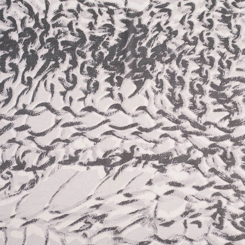 Black/Silver Animalistic Polyester Chiffon Panel