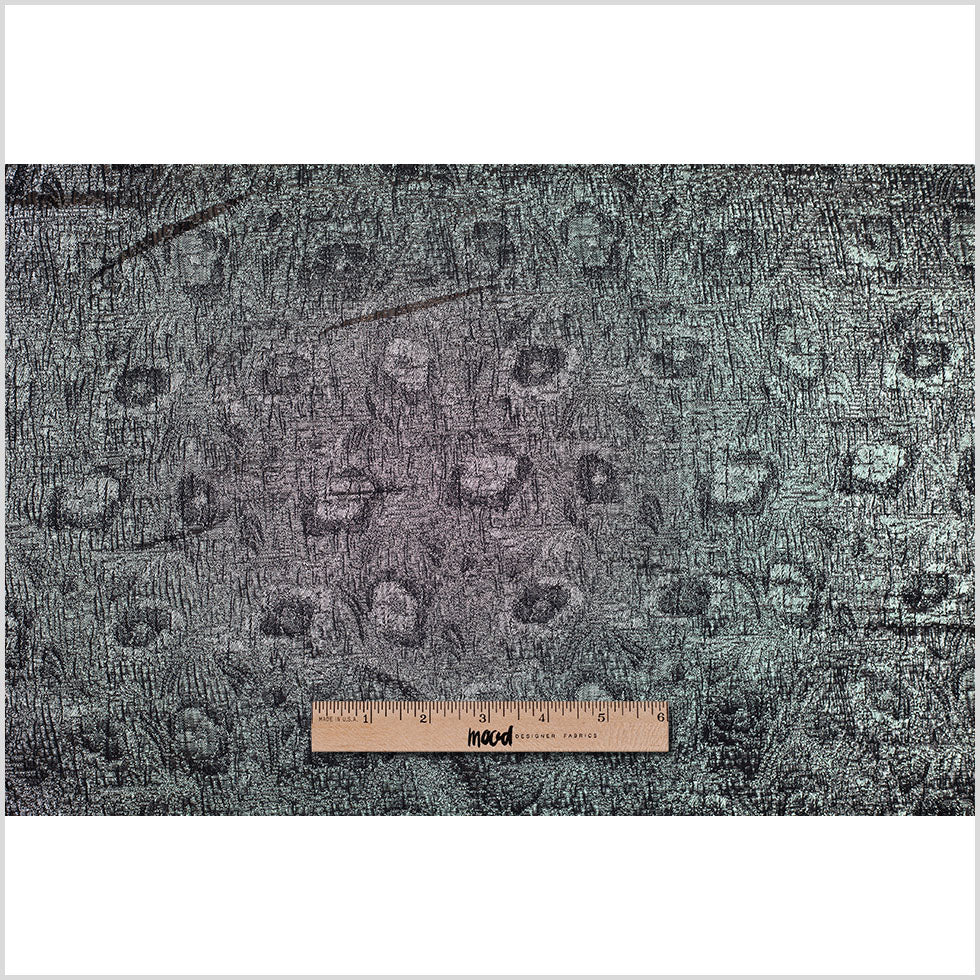 Black/White/Silver Metallic Polyester-Nylon Brocade Folded