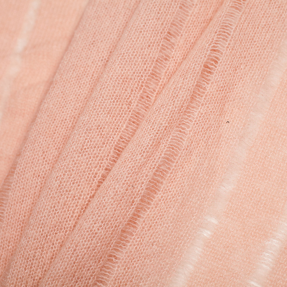 Seashell Pink Loosely Knit Wool-Mohair Folded