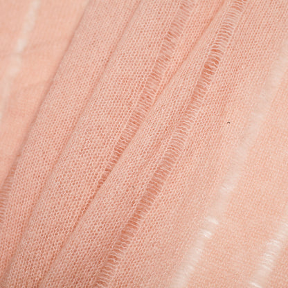 Seashell Pink Loosely Knit Wool-Mohair Folded
