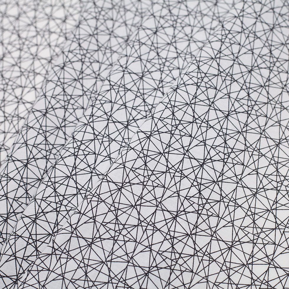 Black/White Abstract Geometric Stretch Cotton Print Folded