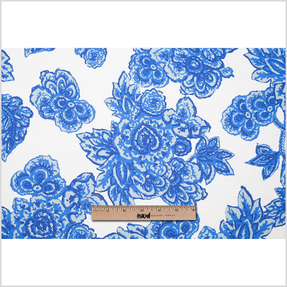 Blue/White Floral Woven Cotton Print - Full
