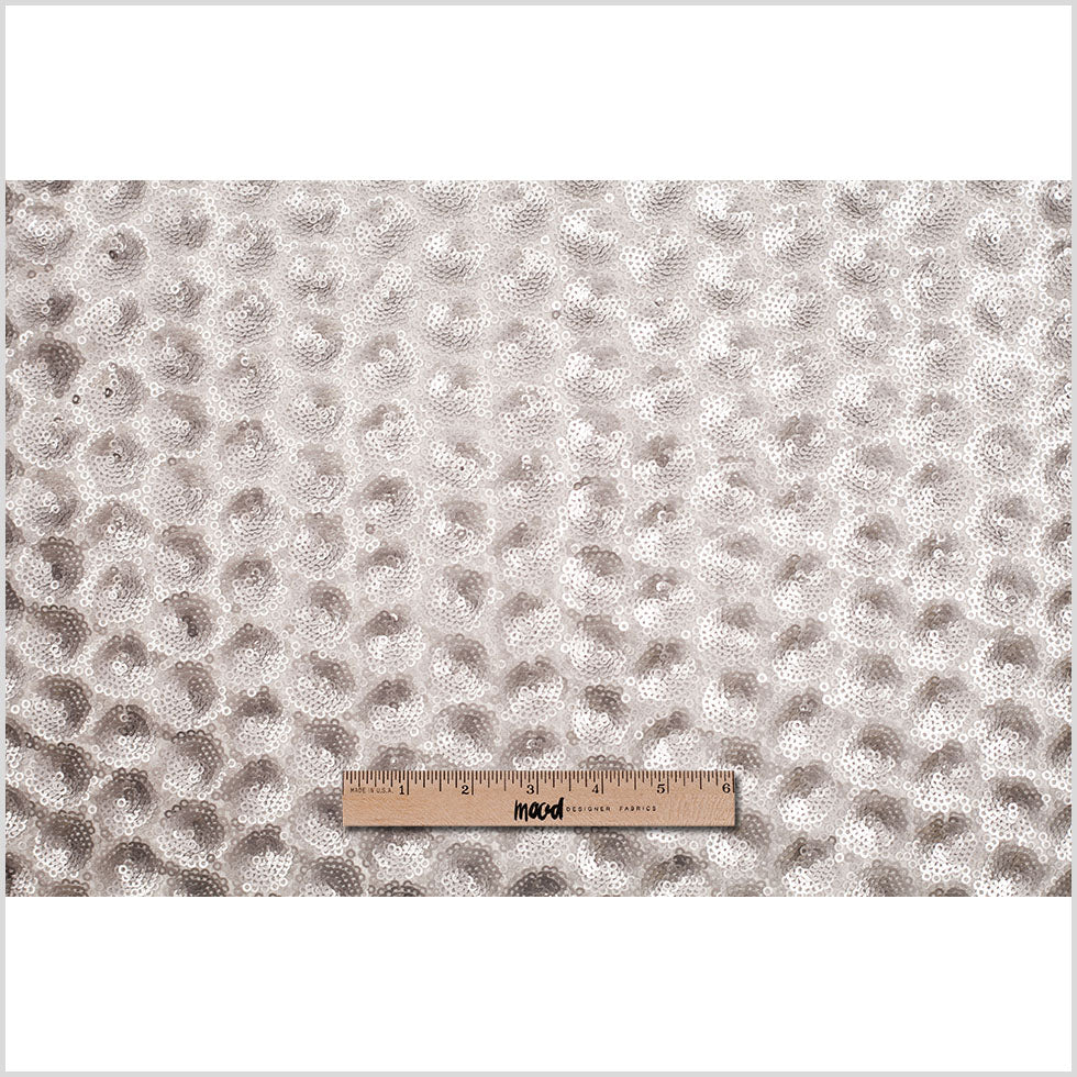 Polyester Mesh with Clustered Baby Sequins - Silver Full