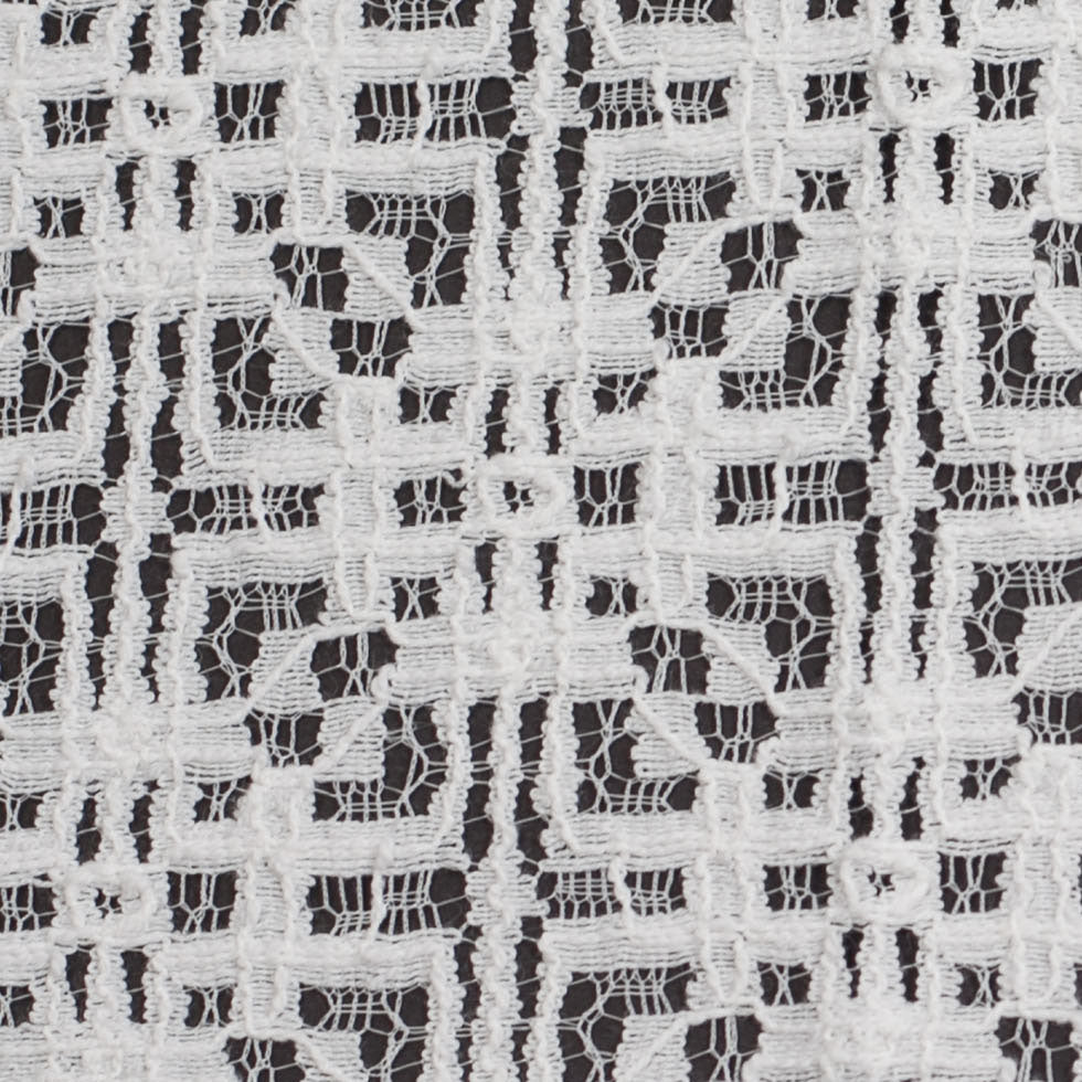 White Geometric Cotton-Nylon Lace Detail