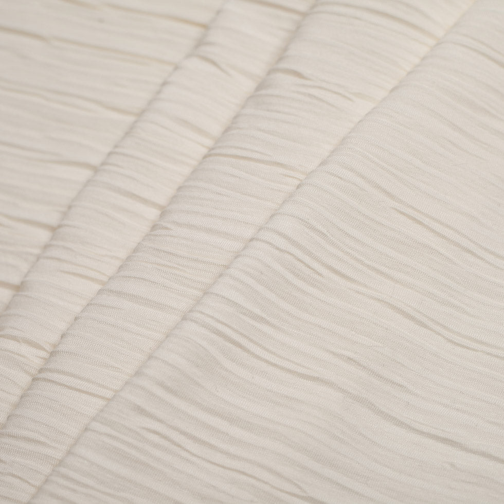 Off-White Crinkled Cotton-Polyester Jersey Folded