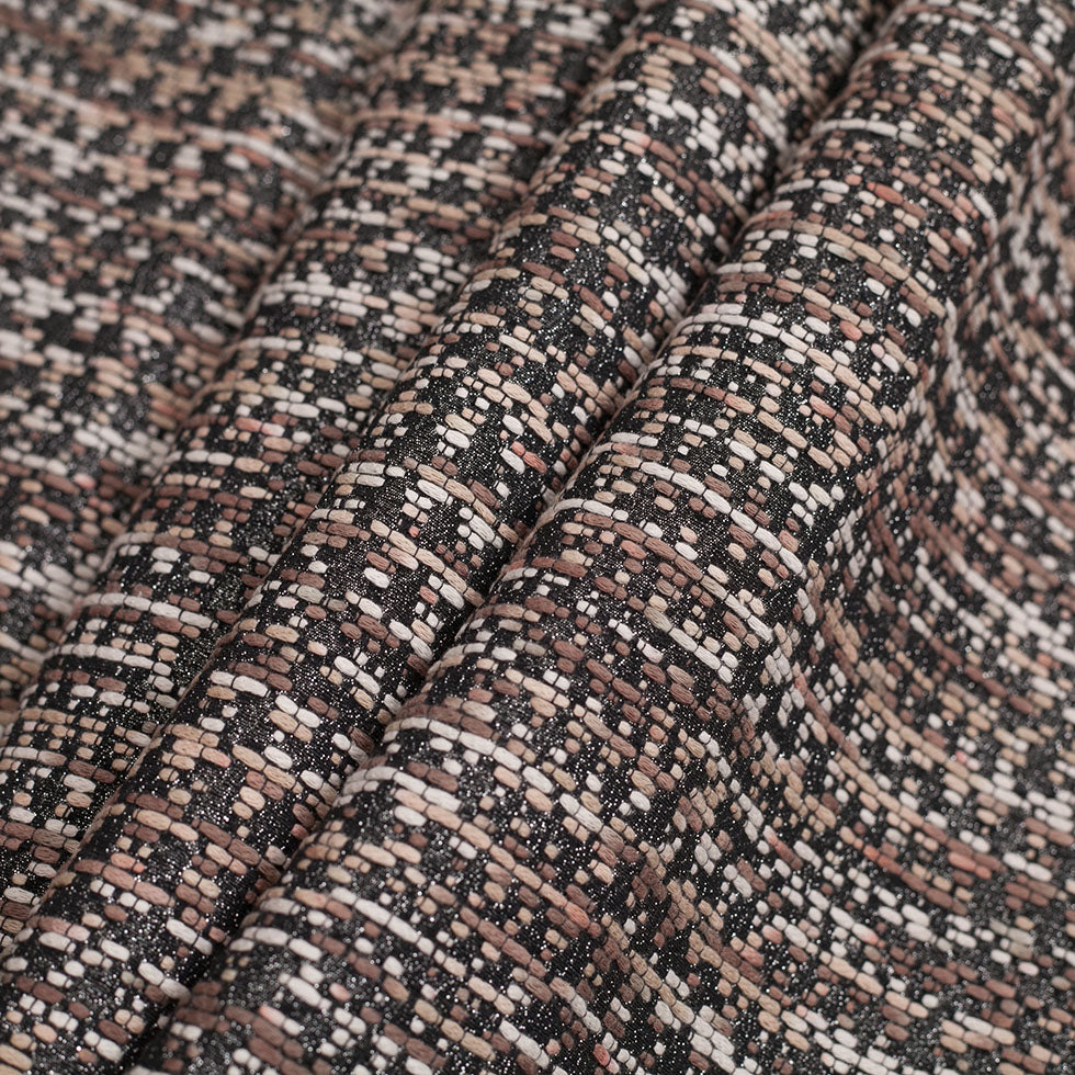 Metallic Black/Brown/White Abstract Novelty Woven Folded