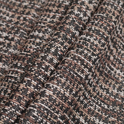Metallic Black/Brown/White Abstract Novelty Woven Folded