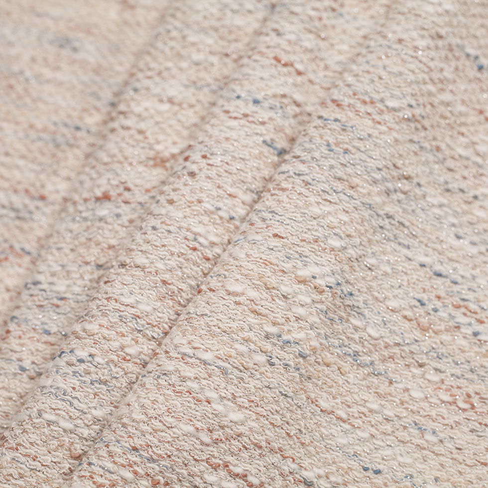 Metallic Silver/Off-White Acetate Novelty Knit - Folded