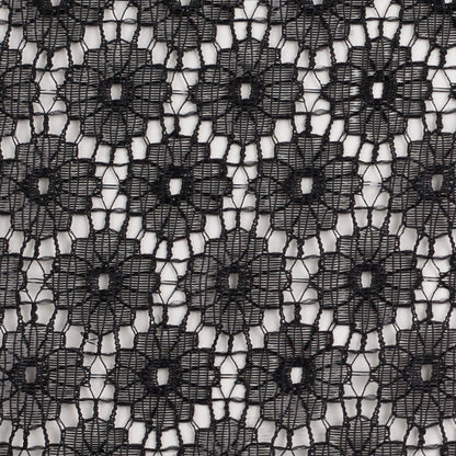 Metallic Black/Black Nylon Floral Lace Detail