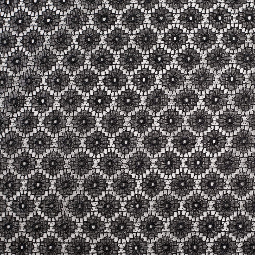 Metallic Black/Black Nylon Floral Lace
